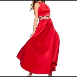 “Xtraordinary” Red Halter Prom Dress
